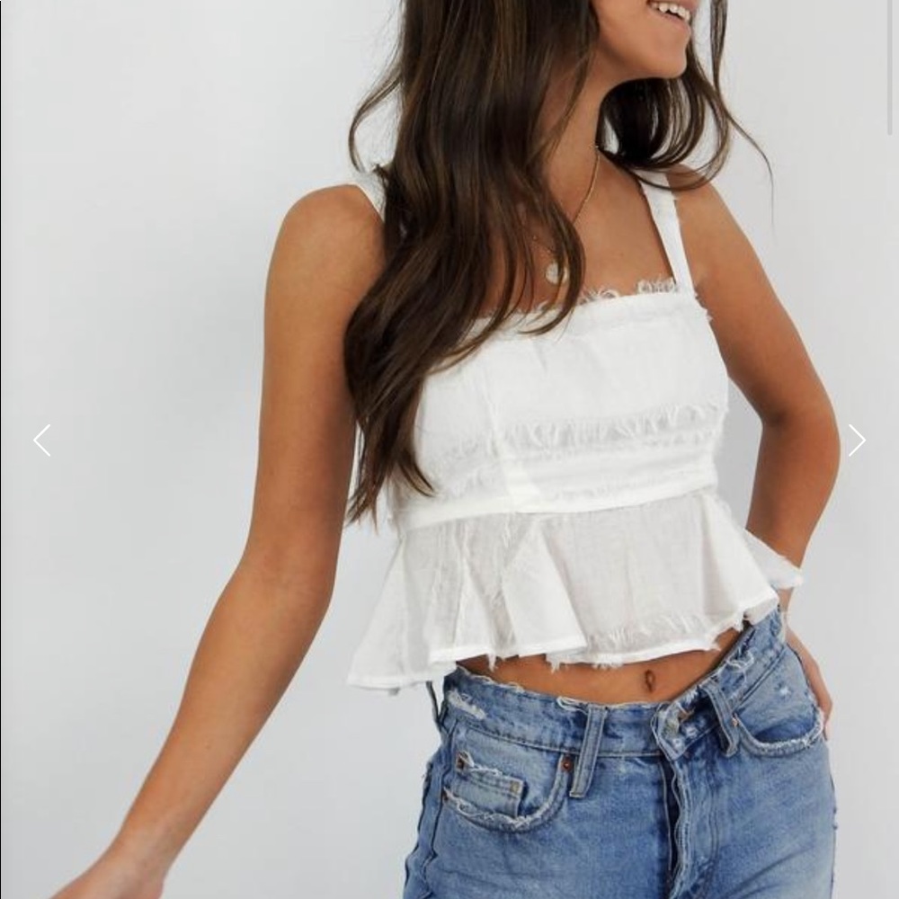 White Ruffle Crop Top